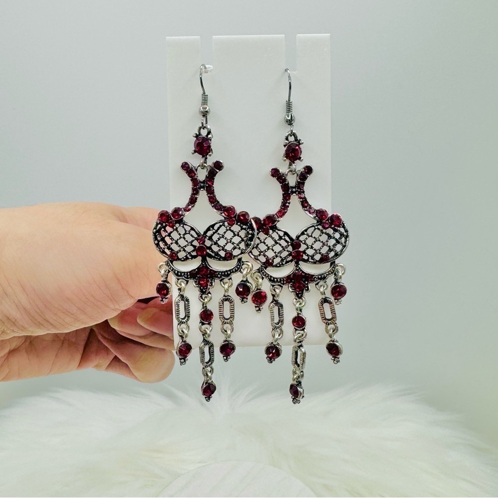 Chandelier Long Fashion Statement Red Earrings